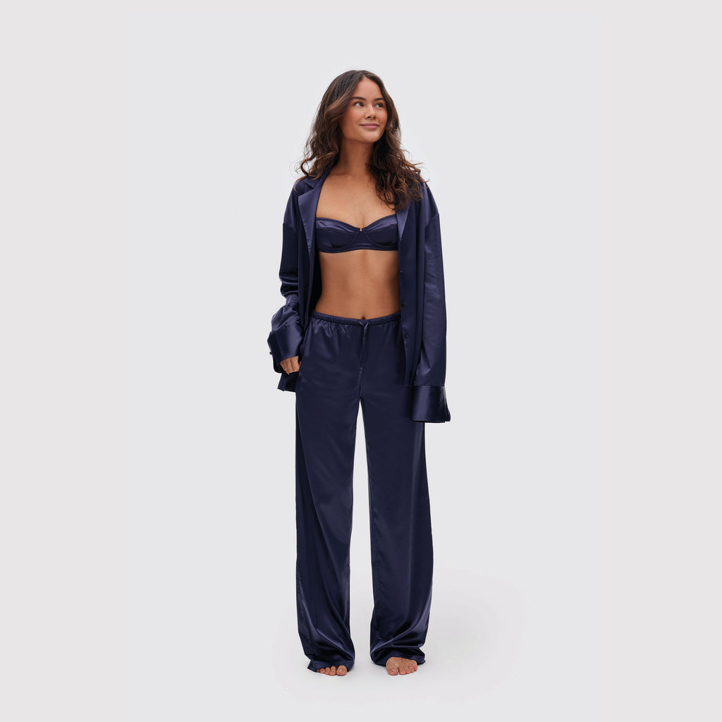 Straight leg satin trousers