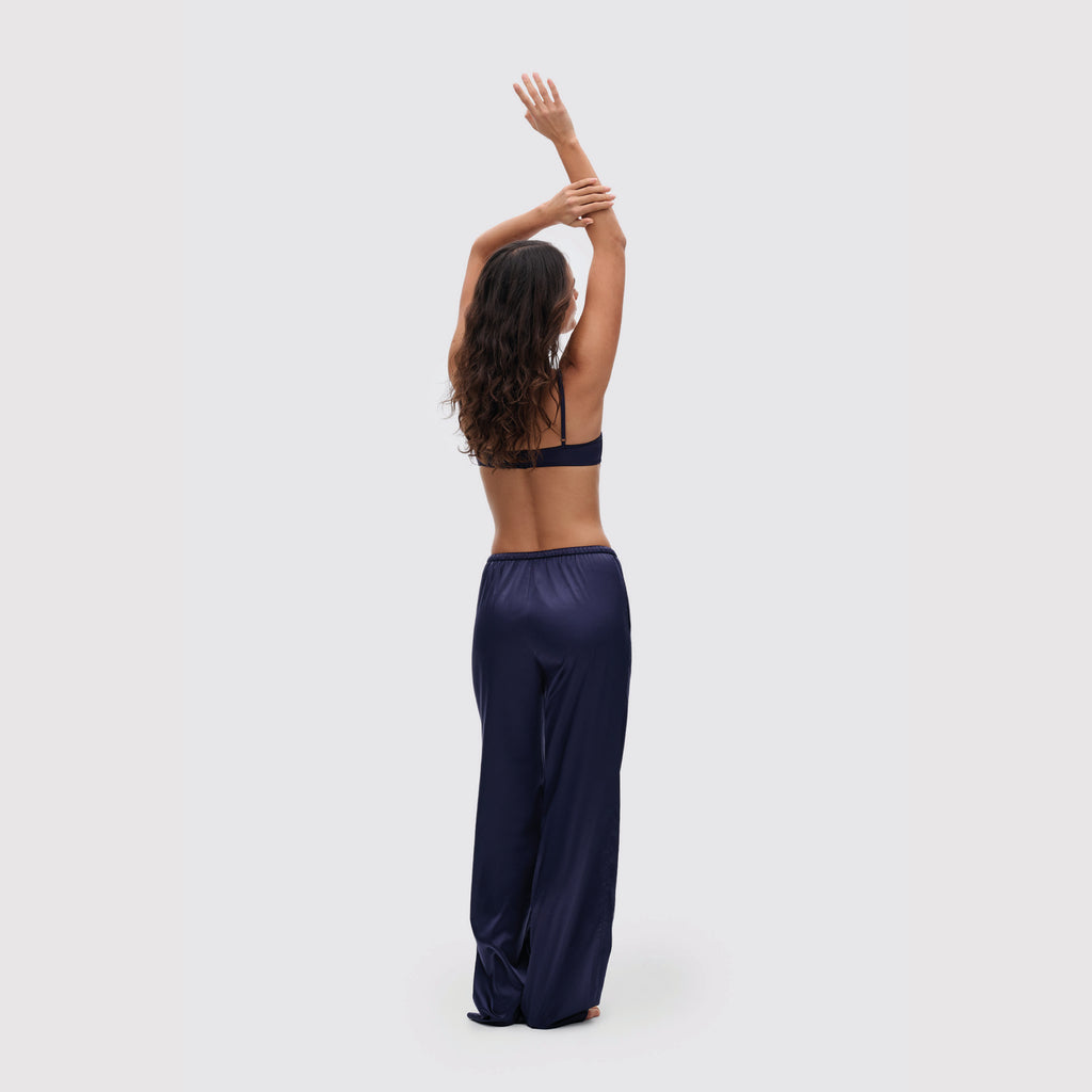 Straight leg satin trousers