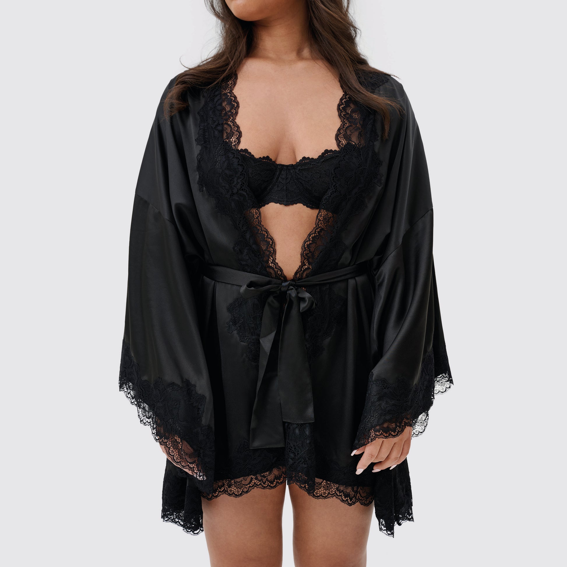VDAY Satin Lace Robe