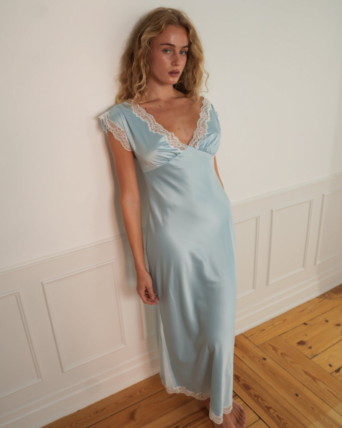 Satin Lace Midi Nightdress